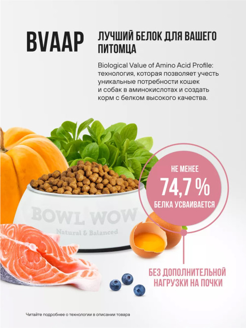 BOWL WOW сухой корм для щенков средних пород с индейкой, рисом и клюквой - 2 кг