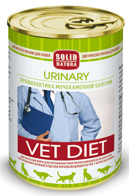 Solid Natura VET Urinary влажный диетический корм для взрослых кошек, в консервах - 340 г х 6 шт