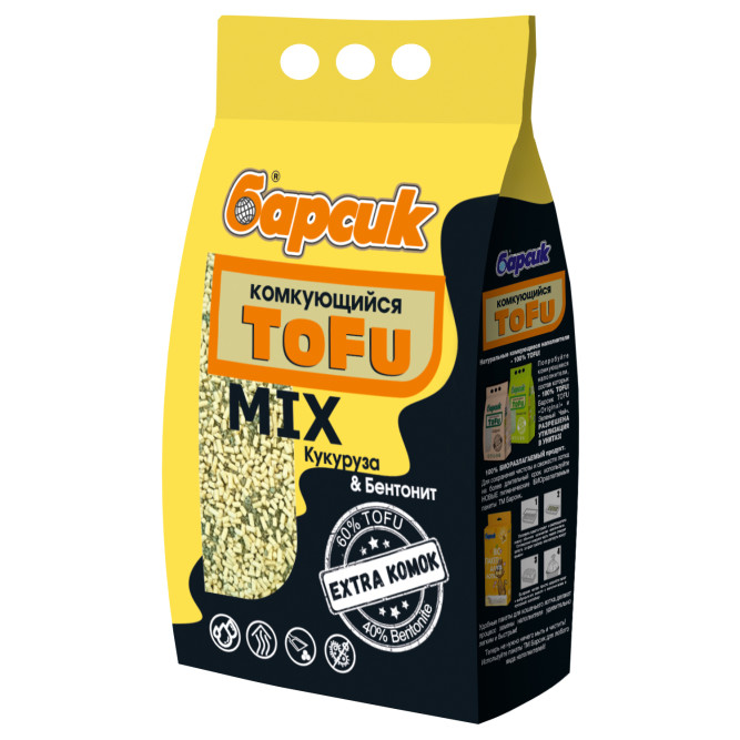 Барсик ToFu Бентомикс наполнитель комкующийся кукурузный - 4,54 л