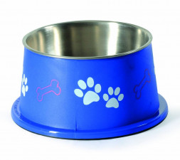 Camon глубокая миска для кошек и собак стальная на пластике с антискользящим кольцом, 800 мл