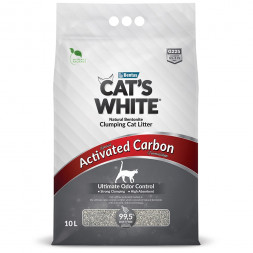 Cat's White Activated Carbon наполнитель комкующийся для кошачьего туалета с активированным углем - 10 л