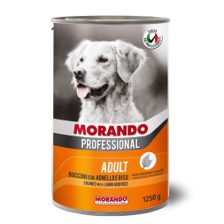 Morando Professional консервированный корм для собак кусочки с ягненком и рисом, в консервах - 1,25 кг х 12 шт
