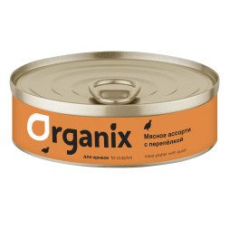 Organix консервы для щенков с мясным ассорти и перепелкой - 100 г x 24 шт