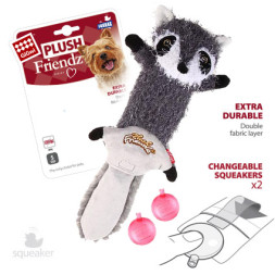 GiGwi PLUSH FRIENDZ игрушка для собак Шкурка енота со сменными пищалками, 37 см