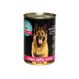 Натуральная формула влажный корм для собак с сердцем, рубцом и печенью, в консервах - 410 г х 20 шт