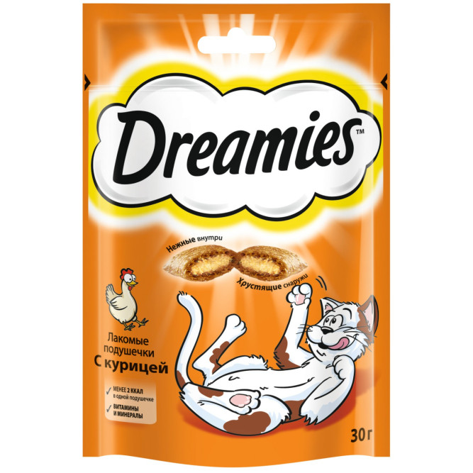 Dreamies лакомство для кошек подушечки с курицей - 30 г