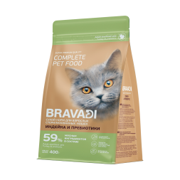 Bravadi сухой корм для взрослых стерилизованных кошек с индейкой и рыбой - 400 г