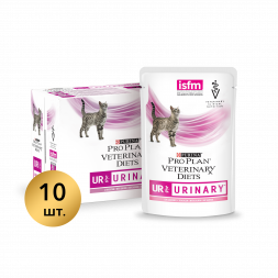 Purina Pro Plan Veterinary Diets UR St/Ox Urinary влажный корм для взрослых кошек с болезнями нижних отделов мочевыводящих путей с лососем - 85 г х 10 шт