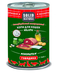 Solid Natura Holistic влажный корм для взрослых кошек с говядиной, в консервах - 340 г х 6 шт