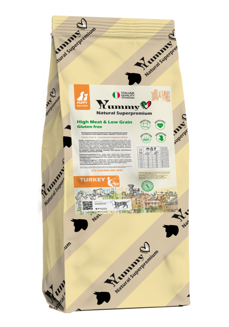 Yummy Linea сухой корм для щенков малых и миниатюрных пород с индейкой - 8 кг