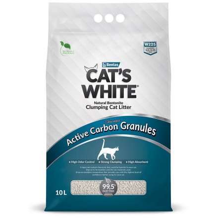 Cat&#039;s White Active Carbon Granules наполнитель комкующийся для кошачьего туалета с гранулами активированного угля - 10 л