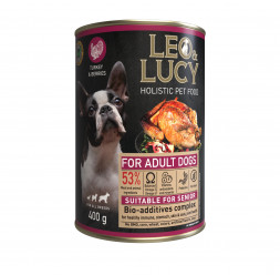 LEO&amp;LUCY консервы для взрослых и пожилых собак всех пород с индейкой и ягодами паштет - 400 г х 24 шт