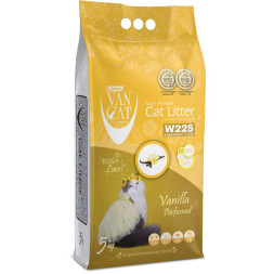 Van Cat W225 комкующийся наполнитель для кошек, без пыли, с ароматом ванили - 5 кг
