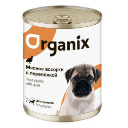 Organix консервы для щенков с мясным ассорти и перепелкой - 400 г x 9 шт