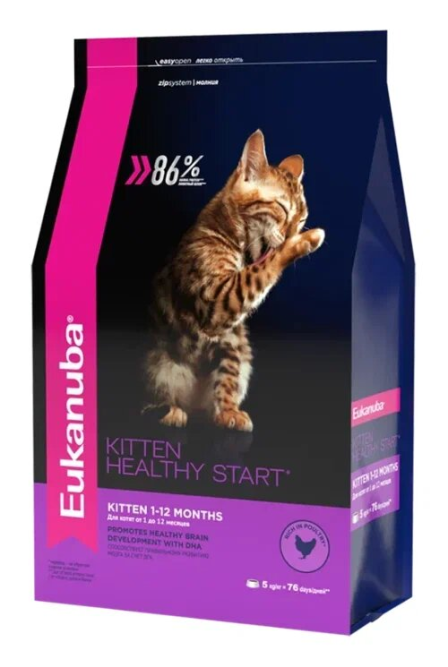 Сухой корм Eukanuba Kitten Healthy Start для котят, беременных и кормящих кошек с курицей - 400 г