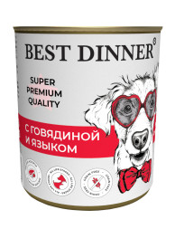 Best Dinner Super Premium консервы для собак с говядиной и языком - 340 г