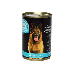 Натуральная формула влажный корм для собак три мяса, в консервах - 410 г х 20 шт