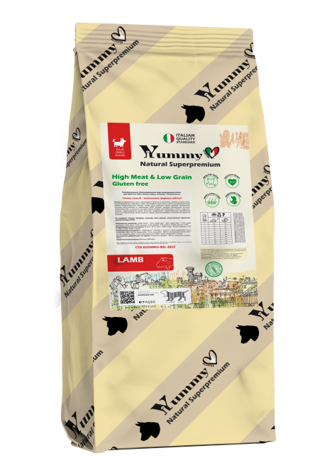 Yummy Linea сухой корм для взрослых собак малых и миниатюрных пород с ягненком - 8 кг