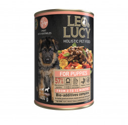 LEO&amp;LUCY консервы для щенков мясное ассорти с овощами паштет - 400 г х 24 шт