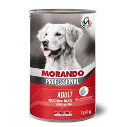 Morando Professional консервированный корм для собак кусочки с говядиной, в консервах - 1,25 кг х 12 шт
