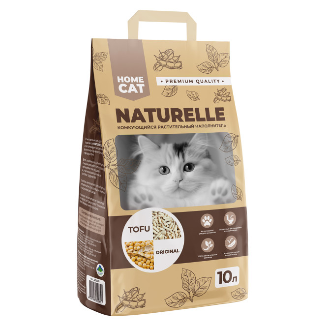 HOMECAT NATURELLE TOFU Original комкующийся растительный наполнитель для кошачьих туалетов - 10 л