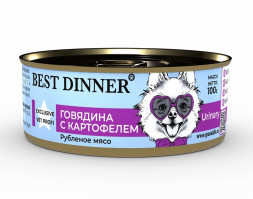 Best Dinner Exclusive Vet Profi Urinary влажный корм для собак для профилактики МКБ с говядиной и картофелем, в консервах - 100 г х 24 шт