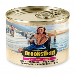 Brooksfield Adult Small Breed Dog влажный корм для взрослых собак мелких пород с говядиной и рисом в консервах - 200 г (12 шт в уп)