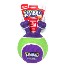 GiGwi JUMBALL игрушка для собак Мяч теннисный c ручками, зеленый, 18 см