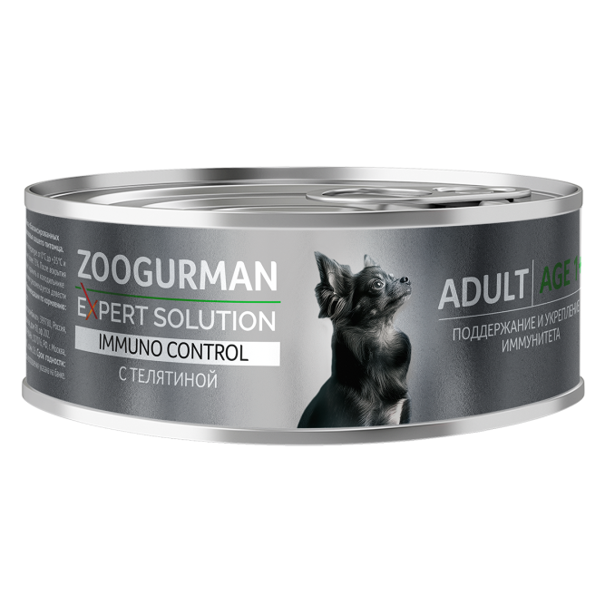 Зоогурман Expert Solution Immuno Control влажный корм для взрослых собак всех пород при ослабленном иммунитете с телятиной, консервы - 100 г х 12 шт
