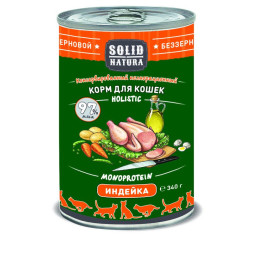 Solid Natura Holistic влажный корм для взрослых кошек с индейкой, в консервах - 340 г х 6 шт