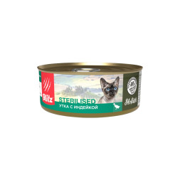 Blitz Holistic Sterilised влажный корм для взрослых стерилизованных кошек, нежное суфле с уткой и индейкой, в консервах - 100 г х 12 шт