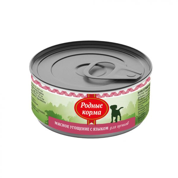 Родные корма Мясное угощение с Языком консервы для щенков - 100 г х 24 шт