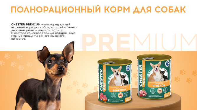 Chester влажный корм для собак всех пород, с ягненком, в консервах - 400 г х 6 шт