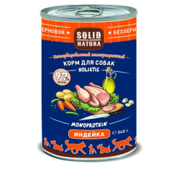 Solid Natura Holistic влажный корм для взрослых собак с индейкой, в консервах - 340 г х 6 шт