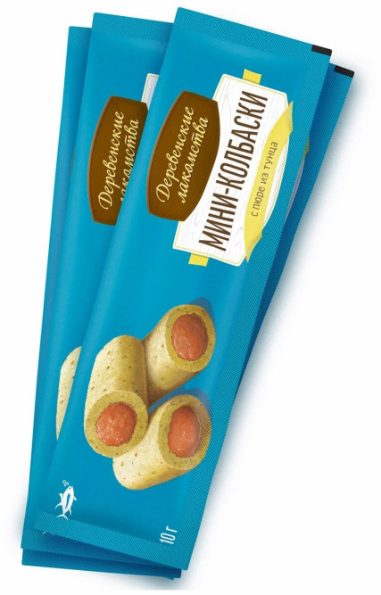 Деревенские лакомства мини-колбаски для кошек с пюре из тунца - 10 г х 4 шт