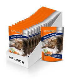 Cat Lunch влажный корм для взрослых кошек кусочки в желе мясное ассорти, в паучах - 85 г х 24 шт