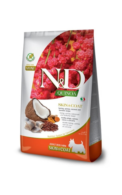 Farmina N&amp;D Quinoa Dog Skin &amp; Coat Mini сухой беззерновой корм для взрослых собак мелких пород для кожи и шерсти с сельдью и киноа - 2,5 кг