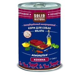 Solid Natura Holistic влажный корм для взрослых собак с кониной, в консервах - 340 г х 6 шт