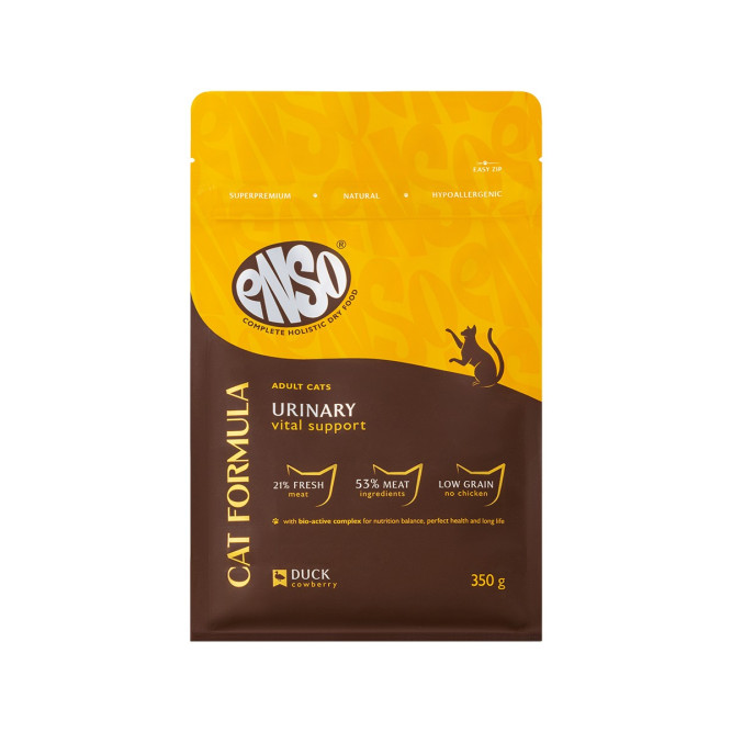 ENSO Cat Formula Urinary сухой корм для взрослых кошек для профилактики мочекаменной болезни со свежей уткой и добавлением брусники - 350 г