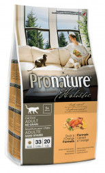 Pronature Holistic Сухой беззерновых корм для взрослых кошек с уткой и апельсином - 2,72 кг
