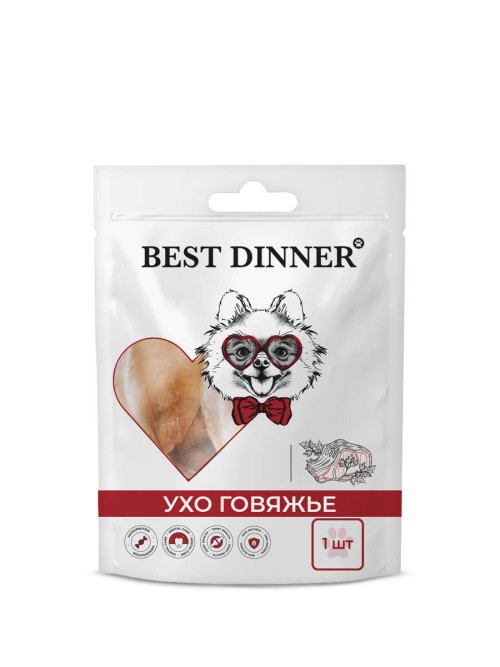 Best Dinner лакомство для собак «Ухо говяжье» 35 +/-5г.