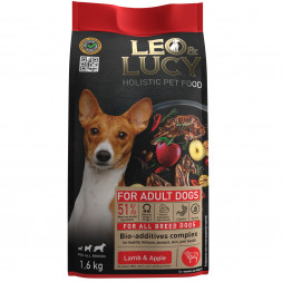 LEO&amp;LUCY сухой корм для взрослых собак всех пород с ягненком и яблоком - 1,6 кг