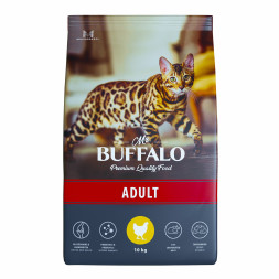 Mr.Buffalo Adult полнорационный сухой корм для взрослых котов и кошек с курицей - 10 кг
