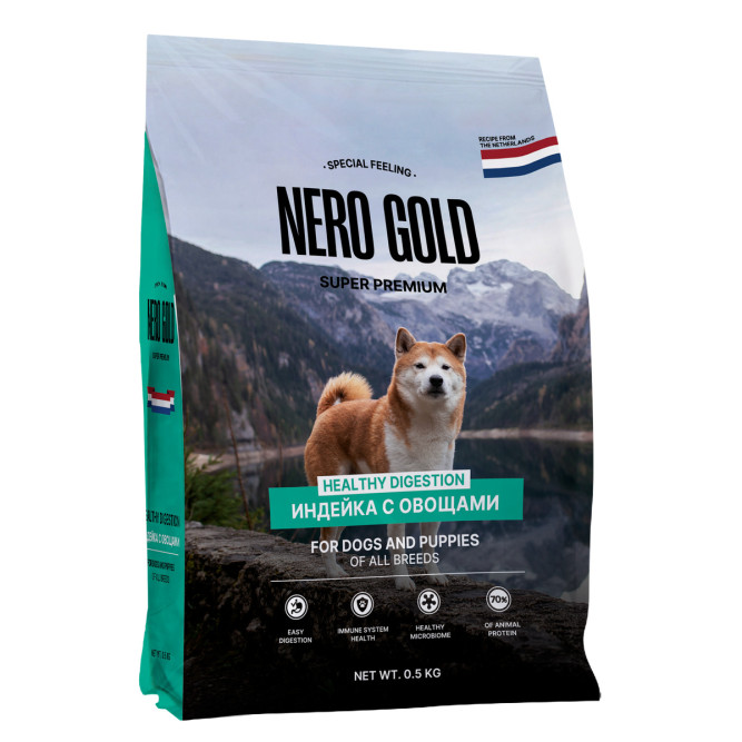 Nero Gold сухой корм для собак и щенков, с мясом индейки и овощами - 500 г