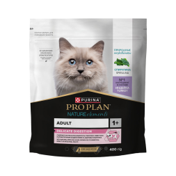 Purina Pro Plan Nature Elements Delicate Digestion сухой корм для взрослых кошек при чувствительном пищеварении или с особыми предпочтениями в еде, с высоким содержанием индейки - 400 г