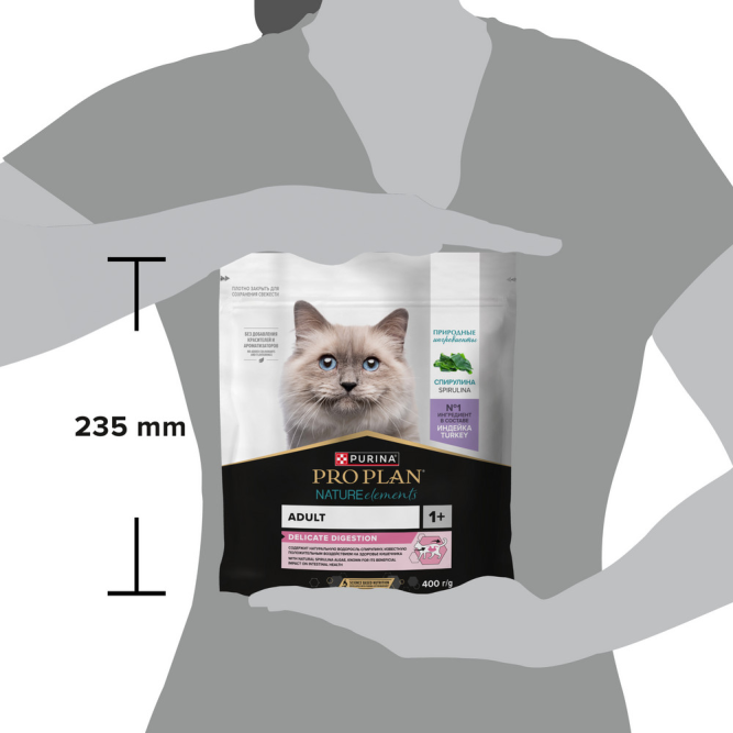 Purina Pro Plan Nature Elements Delicate Digestion сухой корм для взрослых кошек при чувствительном пищеварении или с особыми предпочтениями в еде, с высоким содержанием индейки - 400 г