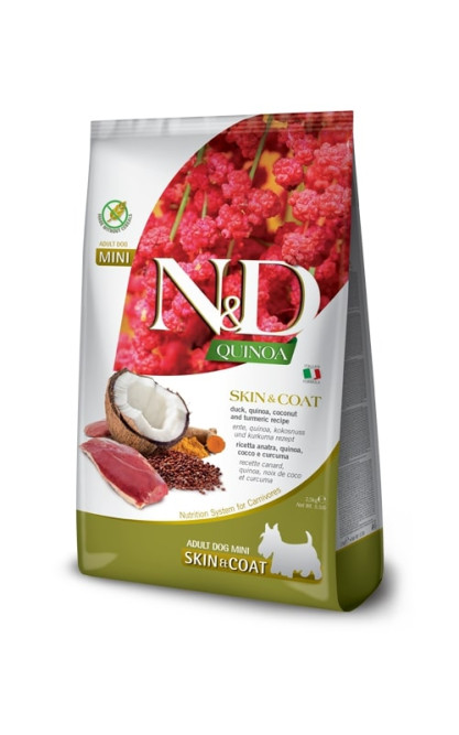 Farmina N&amp;D Quinoa Dog Skin &amp; Coat Mini Duck сухой беззерновой корм для взрослых собак мелких пород для кожи и шерсти с уткой и киноа - 2,5 кг