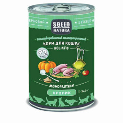 Solid Natura Holistic влажный корм для взрослых кошек с кроликом, в консервах - 340 г х 6 шт