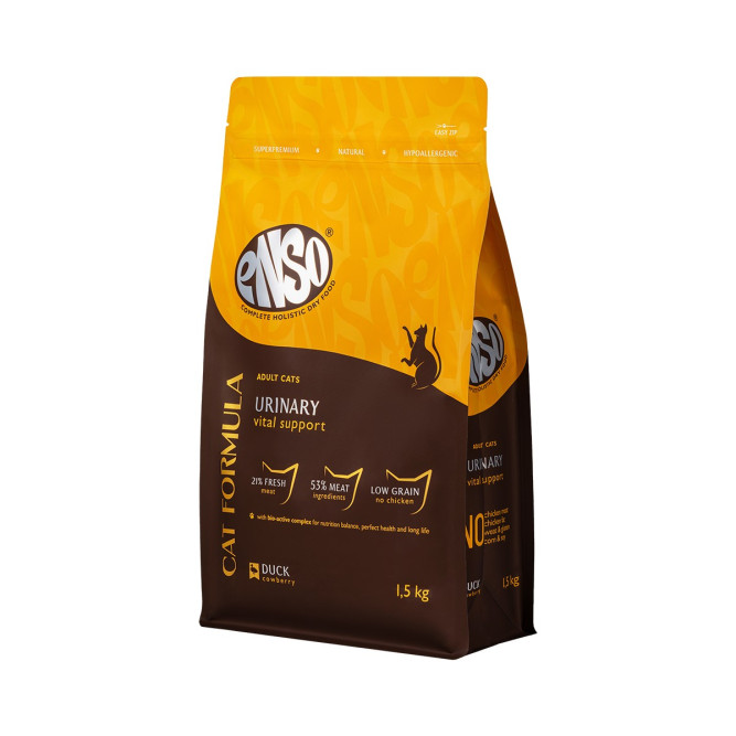 ENSO Cat Formula Urinary сухой корм для взрослых кошек для профилактики мочекаменной болезни со свежей уткой и добавлением брусники - 1,5 кг