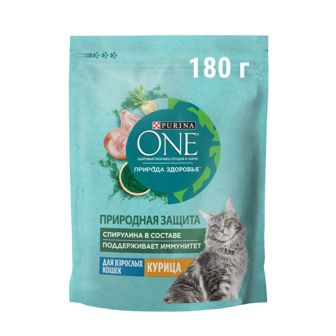 Purina One Природа Здоровья сухой корм для взрослых кошек, с курицей - 180 г